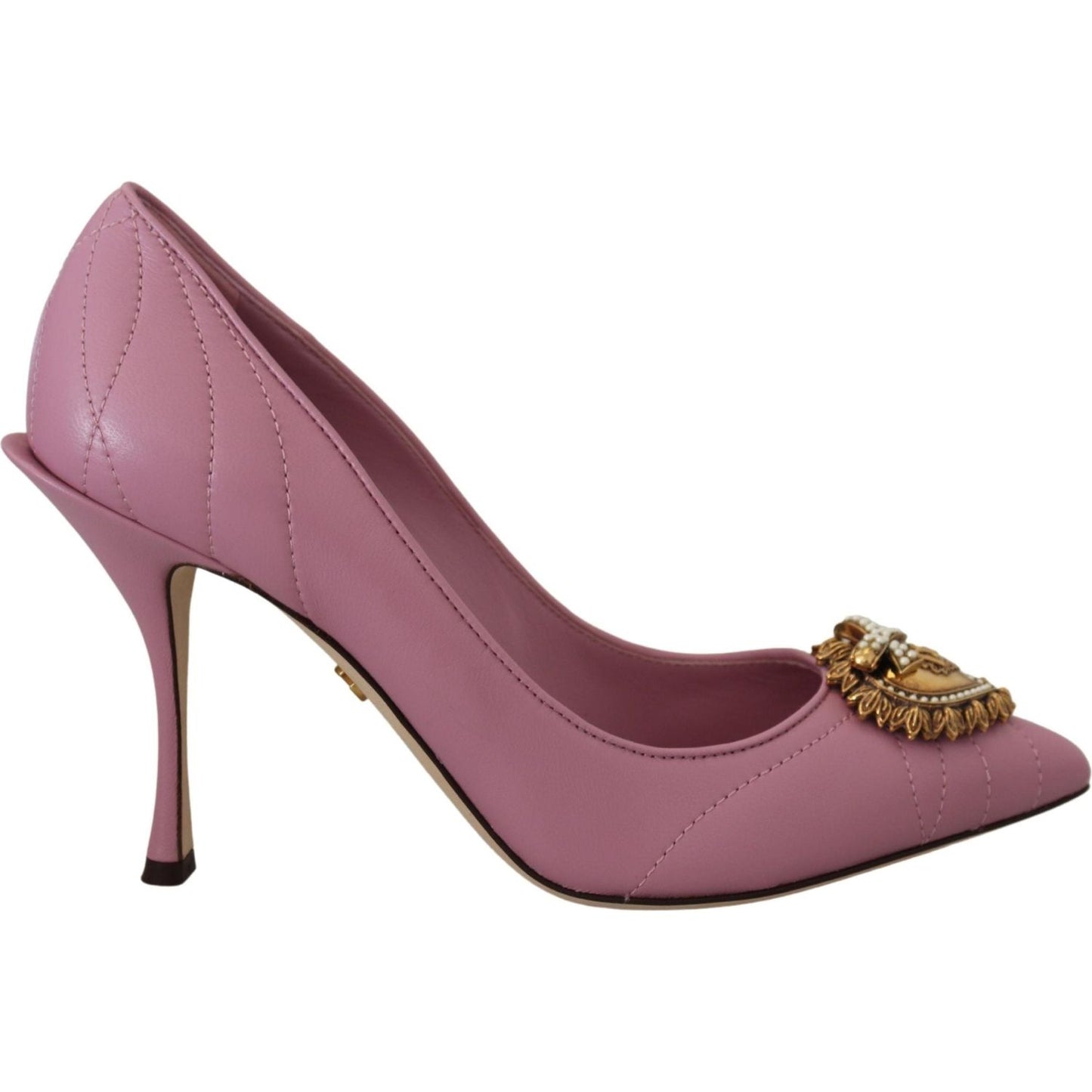Dolce & Gabbana Devotion Leather Heels in Pink Dolce & Gabbana Dim Gray