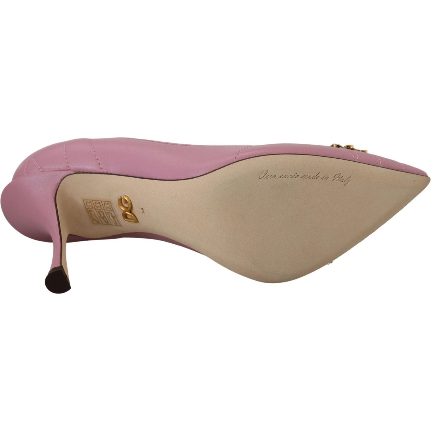 Dolce & Gabbana Devotion Leather Heels in Pink Dolce & Gabbana Rosy Brown