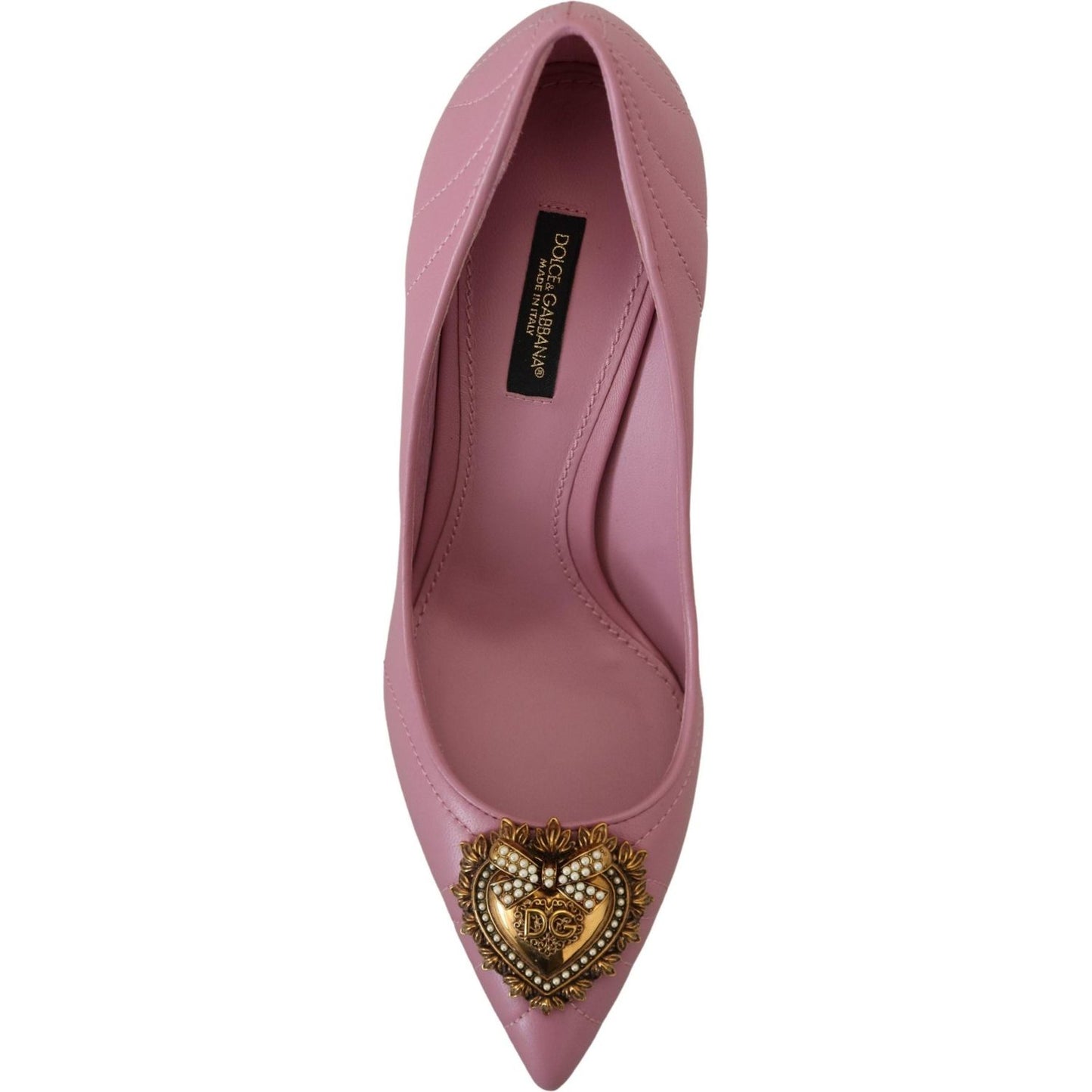 Dolce & Gabbana Devotion Leather Heels in Pink Dolce & Gabbana Dim Gray