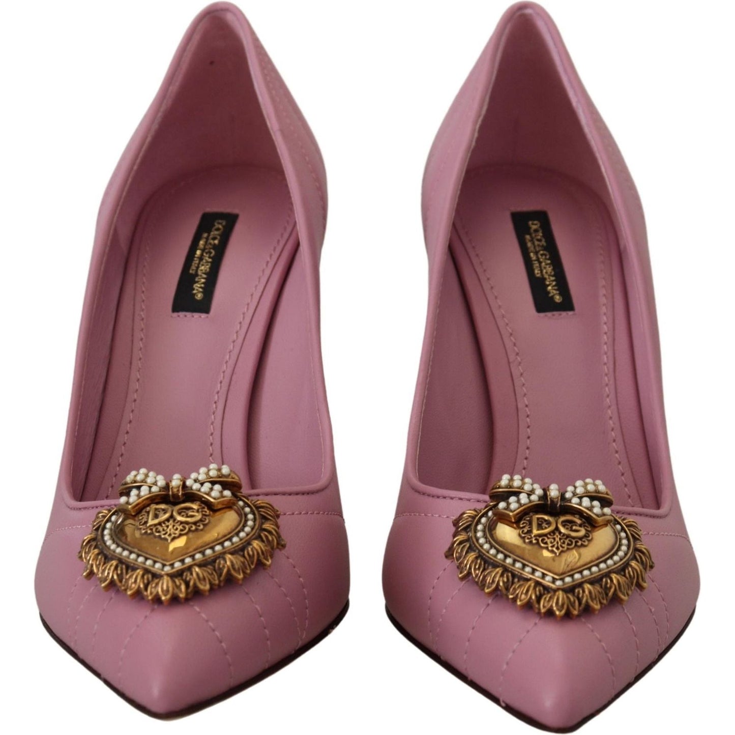 Dolce & Gabbana Devotion Leather Heels in Pink Dolce & Gabbana Dim Gray