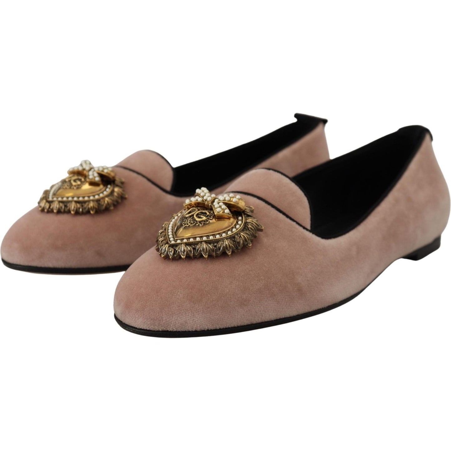 Dolce & Gabbana Elegant Pink Velvet Devotion Loafers Dolce & Gabbana Dim Gray