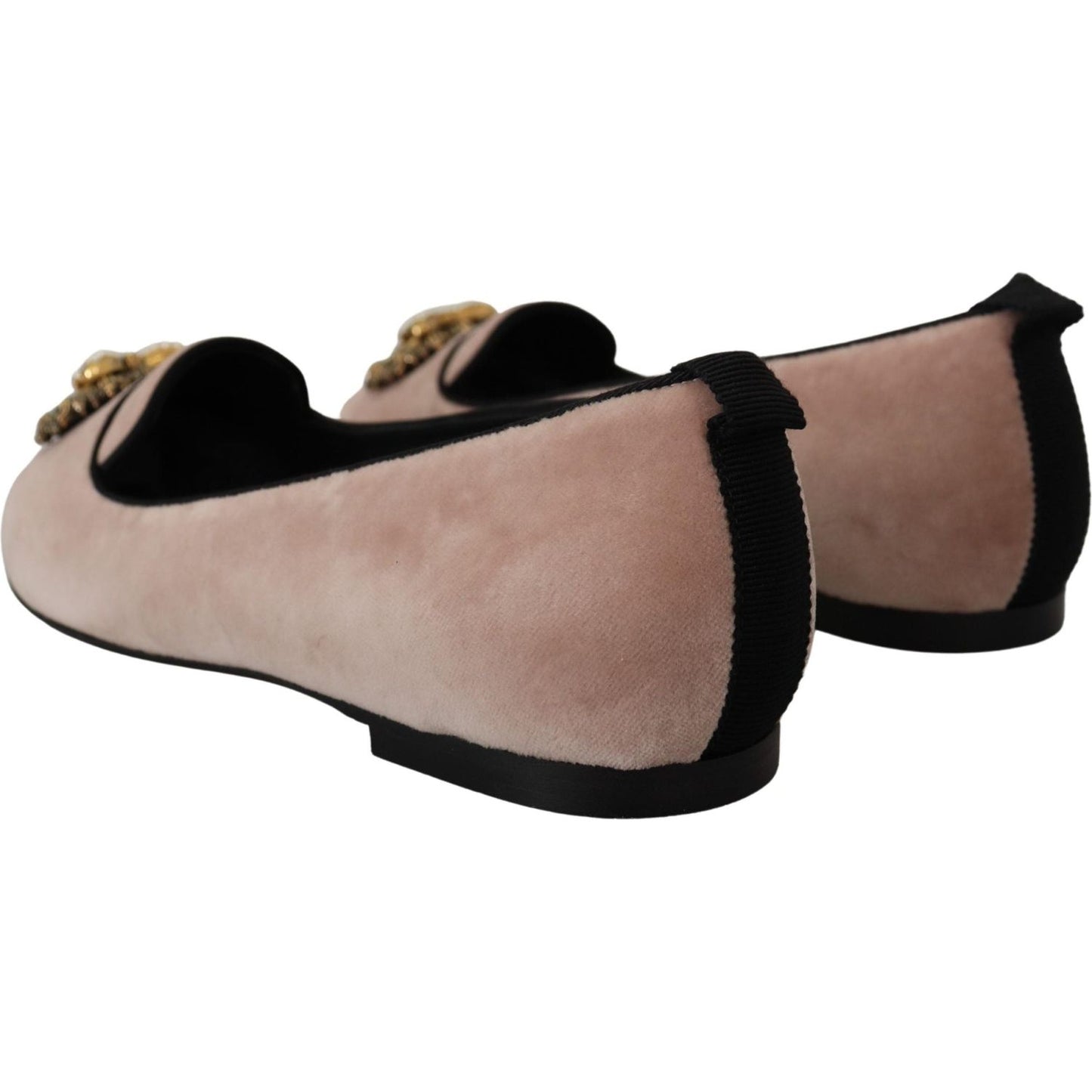 Dolce & Gabbana Elegant Pink Velvet Devotion Loafers Dolce & Gabbana Rosy Brown