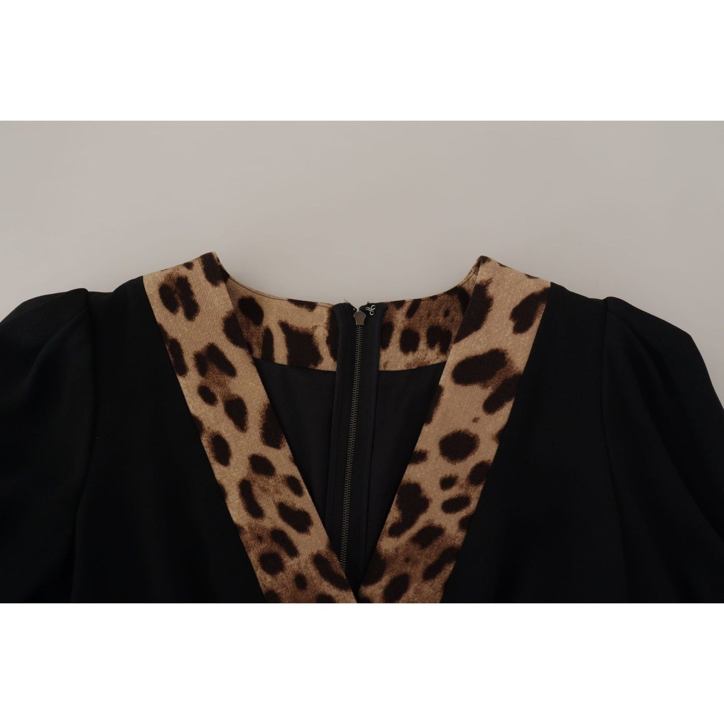 Dolce & Gabbana Elegant Black V-Neck A-Line Dress Dolce & Gabbana Black