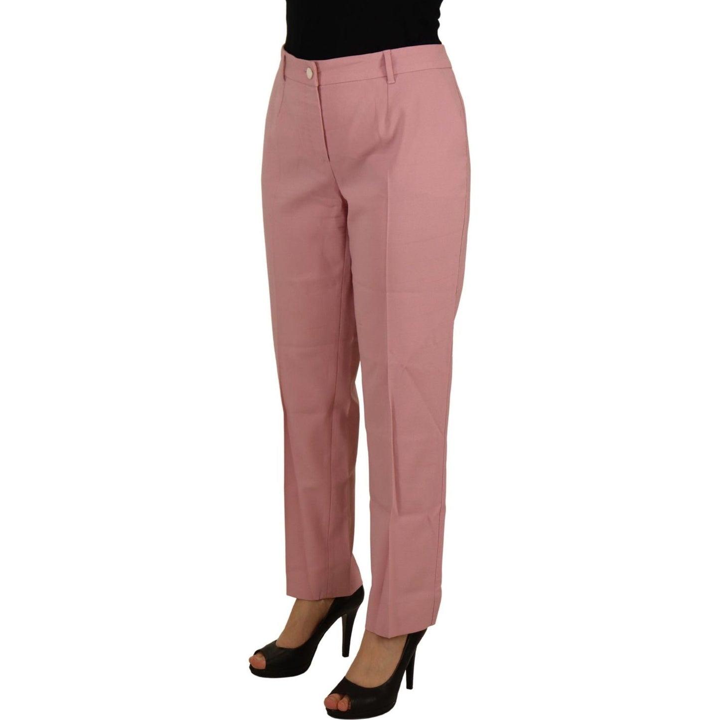 Dolce & Gabbana Chic MidWaist Virgin Wool Pink Pants Dolce & Gabbana Rosy Brown