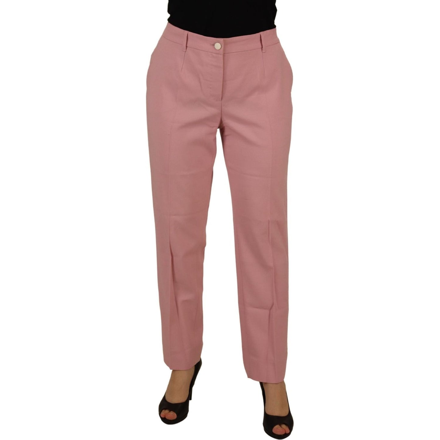 Dolce & Gabbana Chic MidWaist Virgin Wool Pink Pants Dolce & Gabbana Rosy Brown