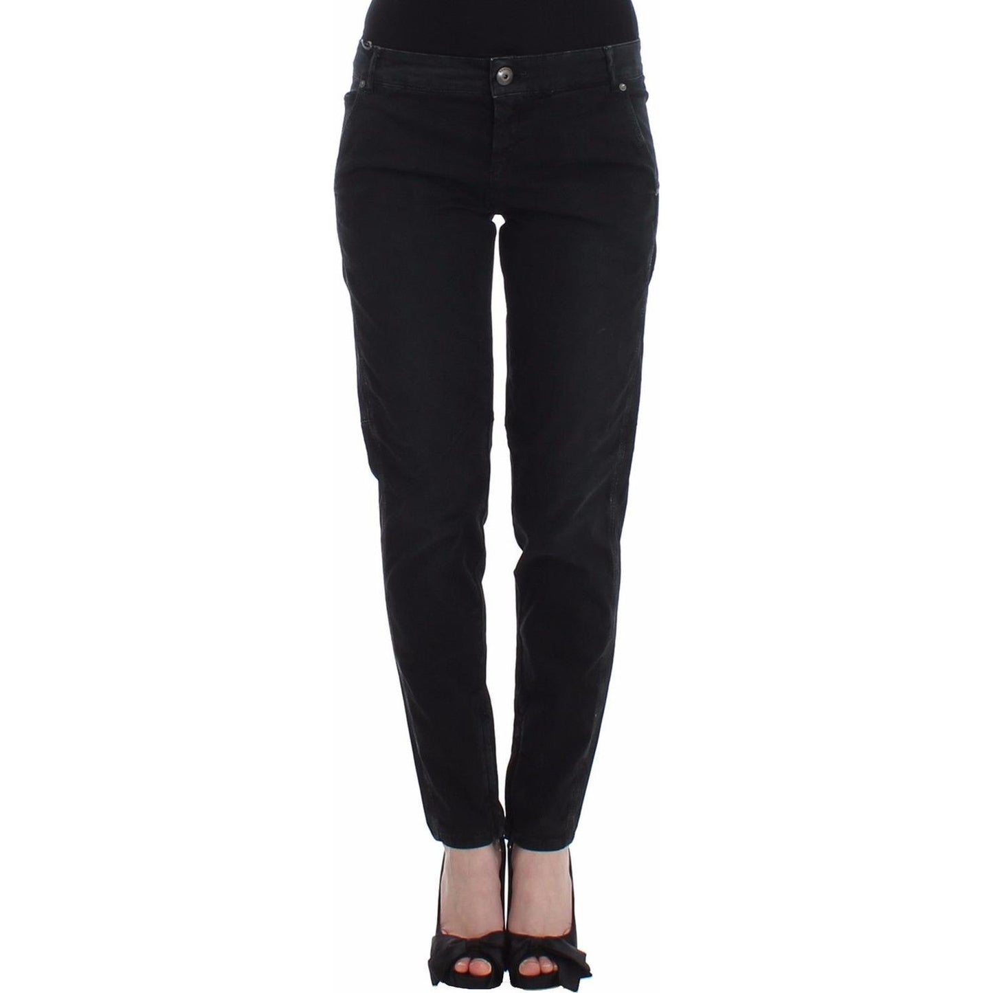 Ermanno Scervino Sleek Black Slim Leg Designer Jeans Ermanno Scervino Black