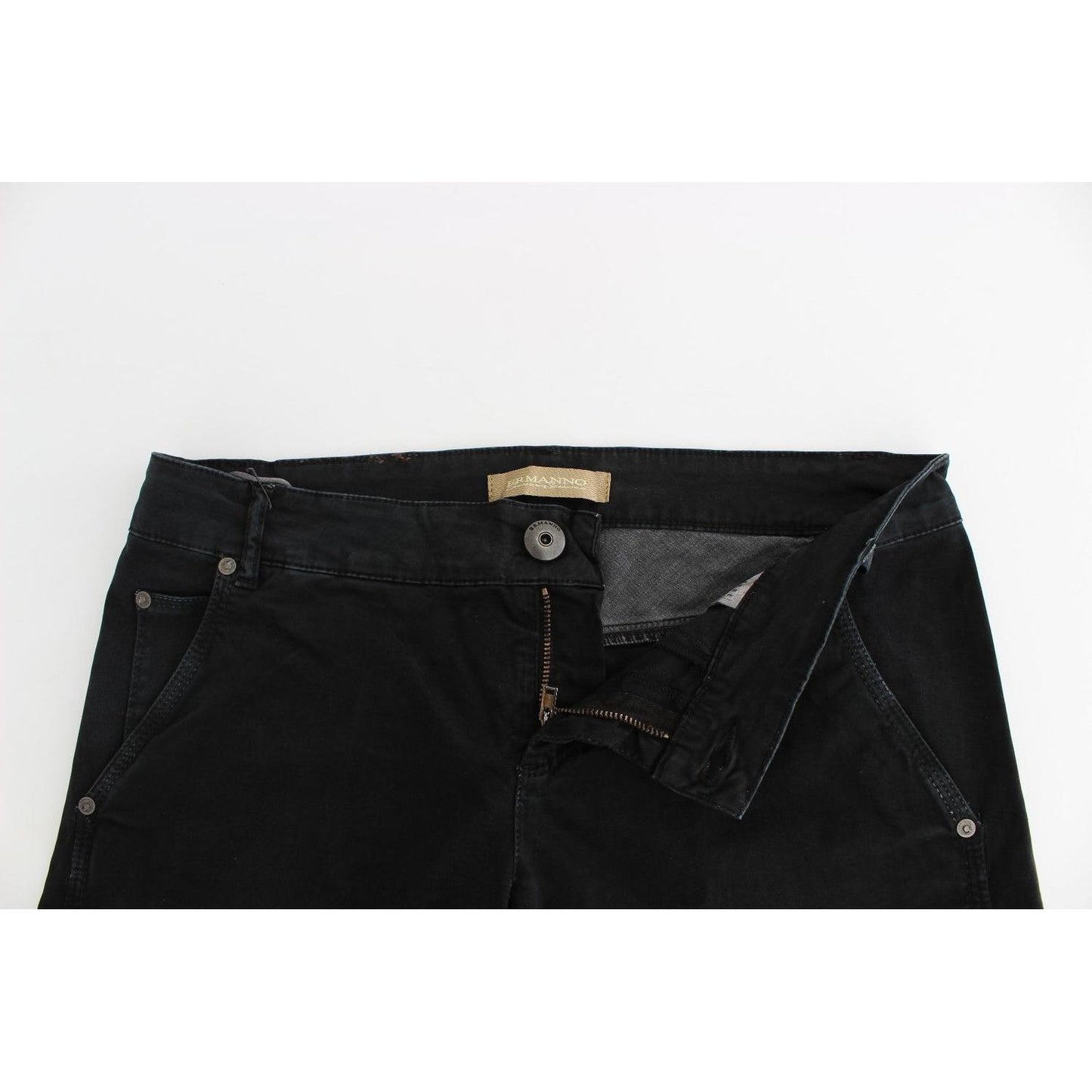 Ermanno Scervino Sleek Black Slim Leg Designer Jeans Ermanno Scervino Black