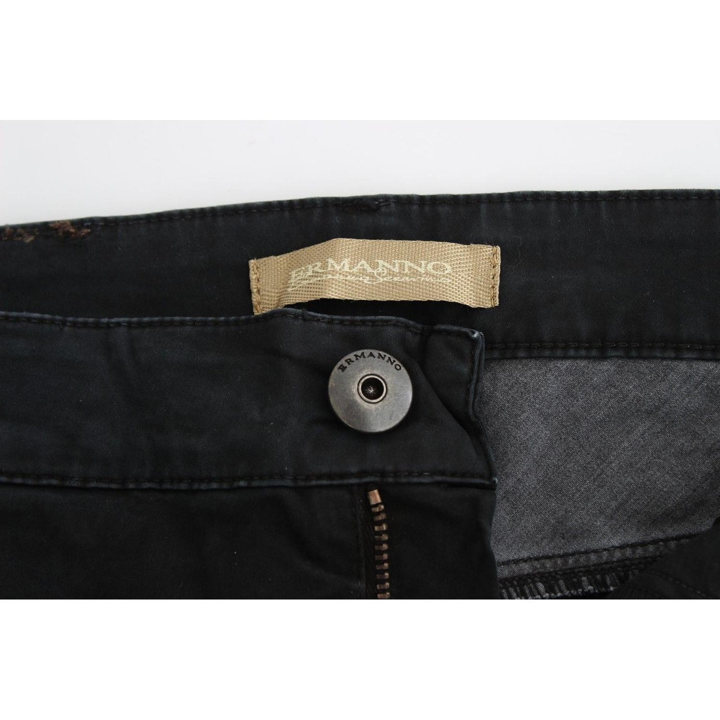 Ermanno Scervino Sleek Black Slim Leg Designer Jeans Ermanno Scervino Light Gray