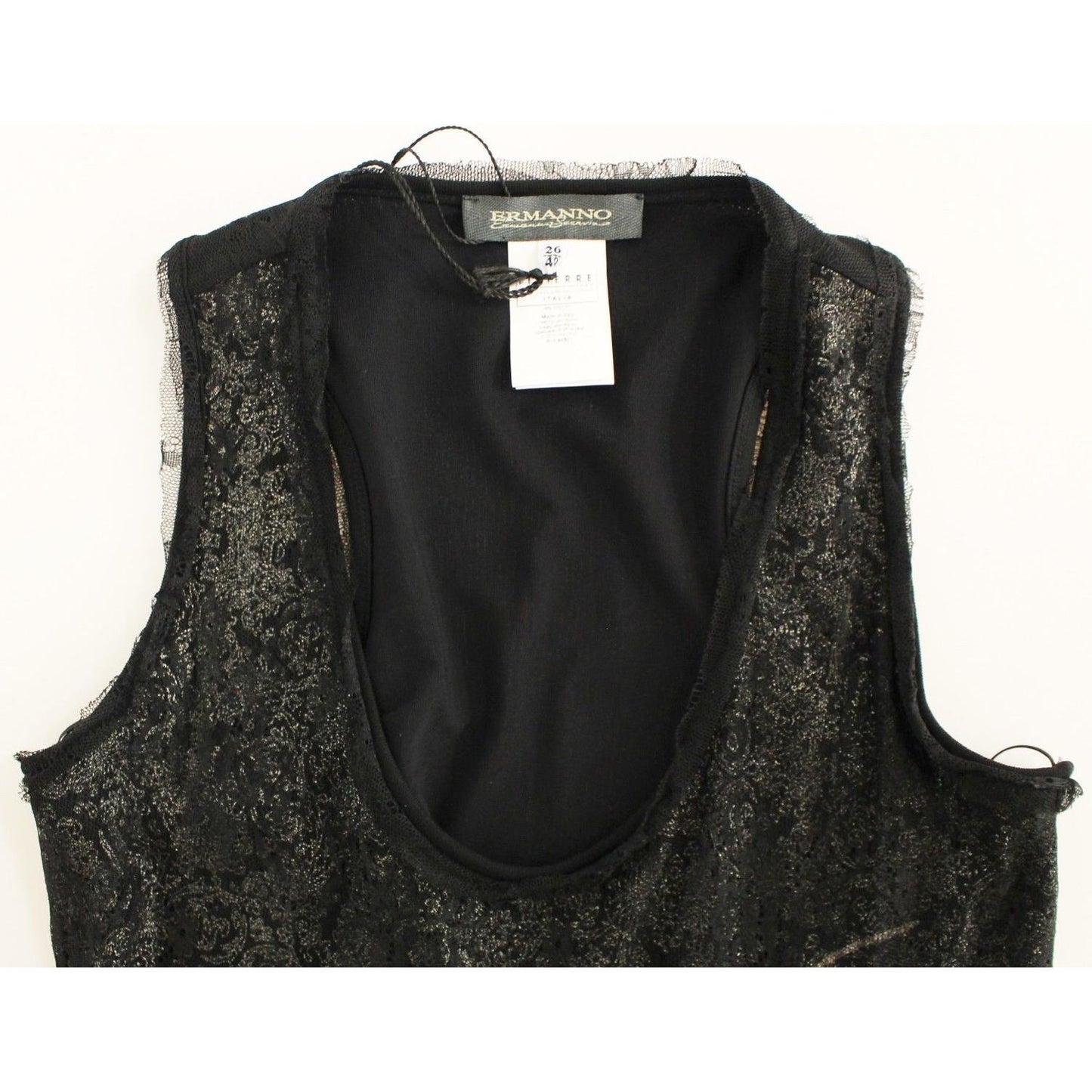 Ermanno Scervino Black Nylon Lace Detail Mini Dress Ermanno Scervino Dark Slate Gray