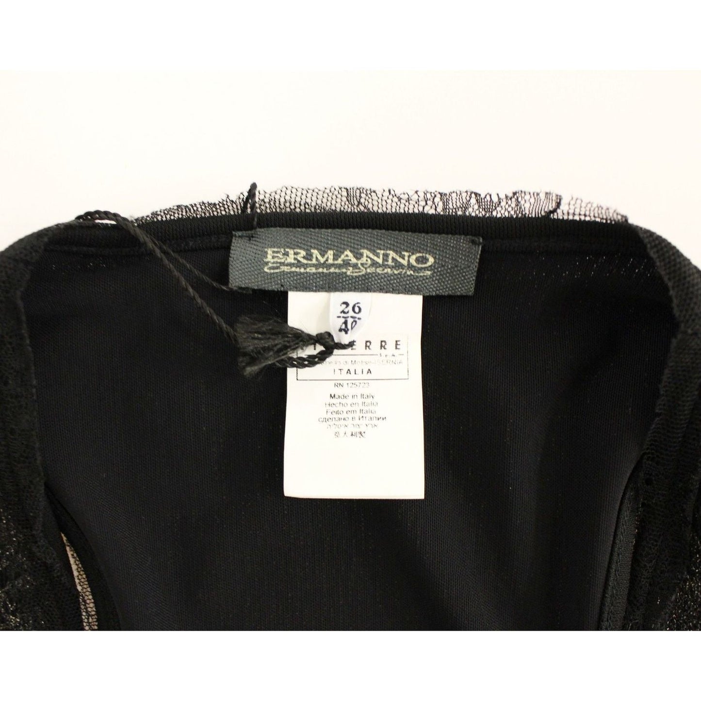 Ermanno Scervino Black Nylon Lace Detail Mini Dress Ermanno Scervino Black