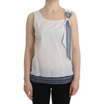 Ermanno Scervino White Blue Top Blouse Tank Shirt Sleeveless SIG11504-2