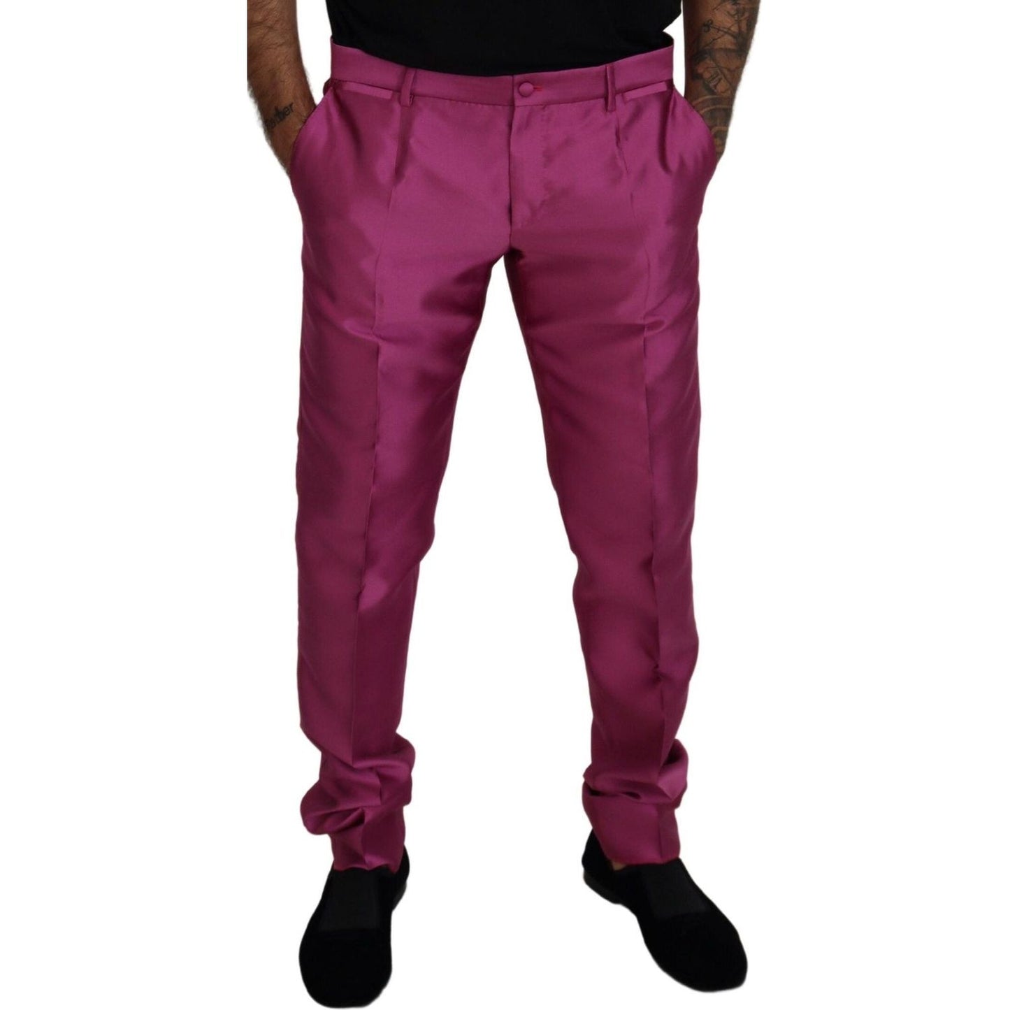 Dolce & Gabbana Elegant Slim Fit Formal Dress Pants in Pink Dolce & Gabbana Brown