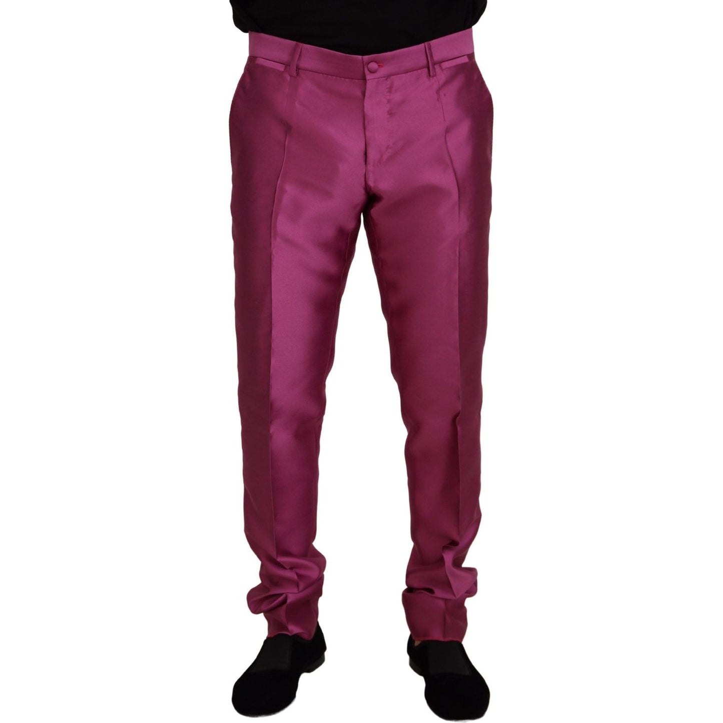 Dolce & Gabbana Elegant Slim Fit Formal Dress Pants in Pink Dolce & Gabbana Brown