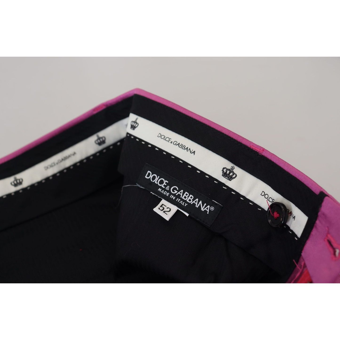 Dolce & Gabbana Elegant Slim Fit Formal Dress Pants in Pink Dolce & Gabbana Gray