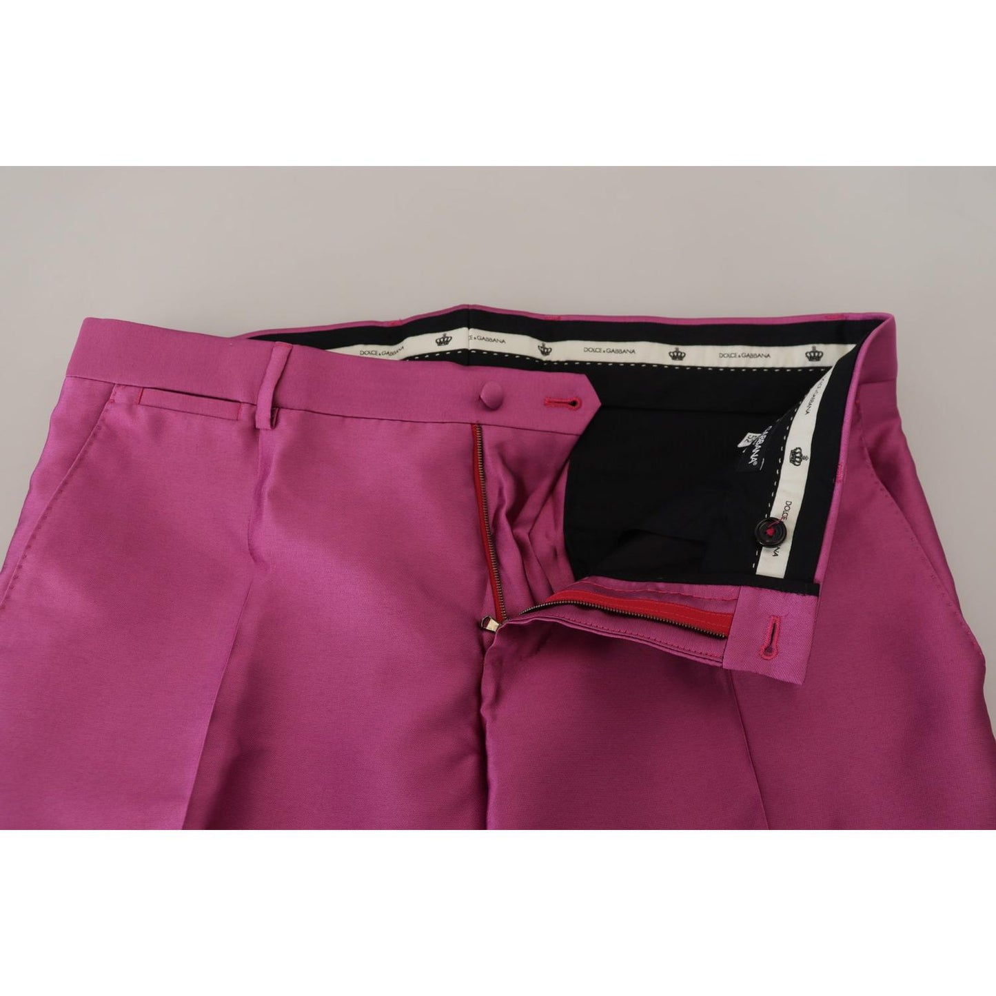 Dolce & Gabbana Elegant Slim Fit Formal Dress Pants in Pink Dolce & Gabbana Maroon