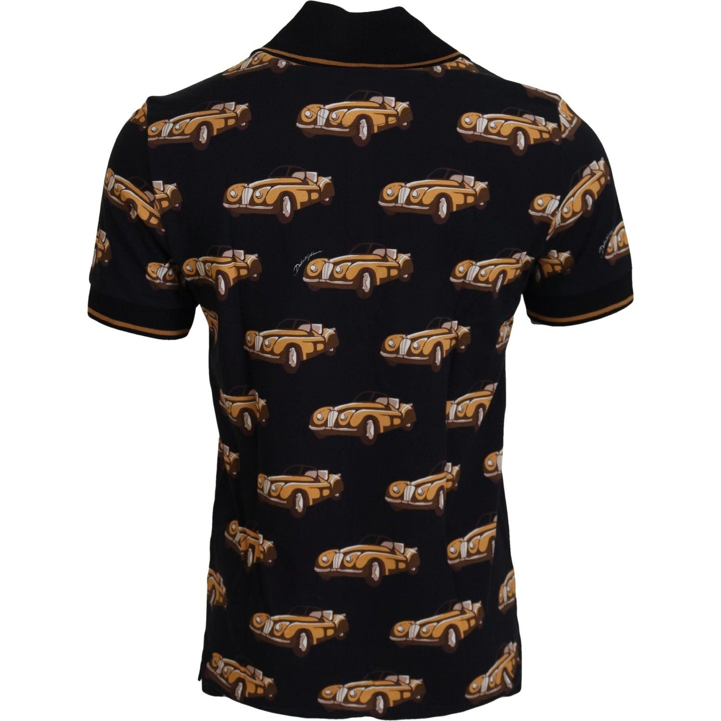 Dolce & Gabbana Black Car Print Short Sleeve Polo T-shirt MAN T-SHIRTS