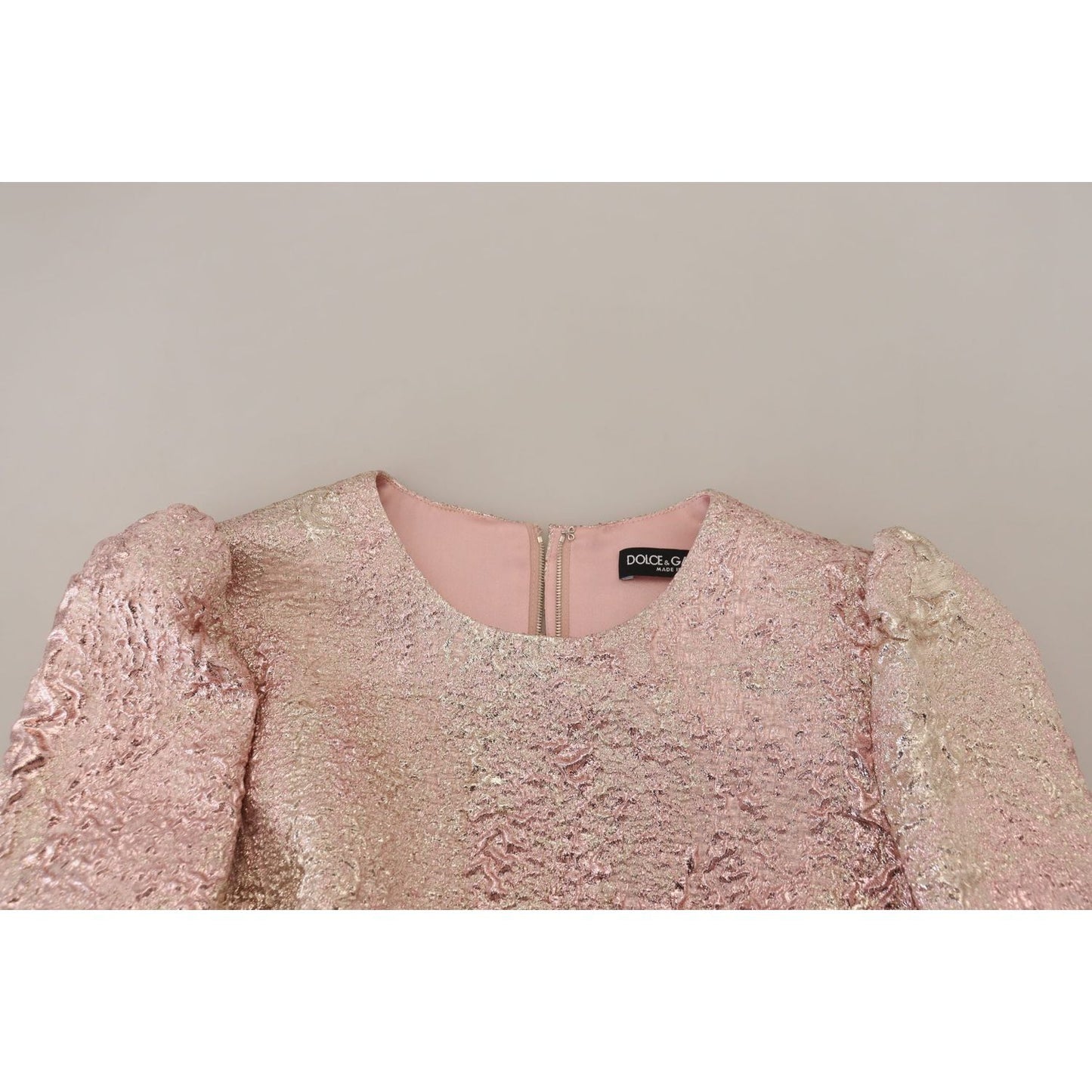 Dolce & Gabbana Elegant Pink Jacquard Midi Sheath Dress WOMAN DRESSES Dolce & Gabbana Dark Gray