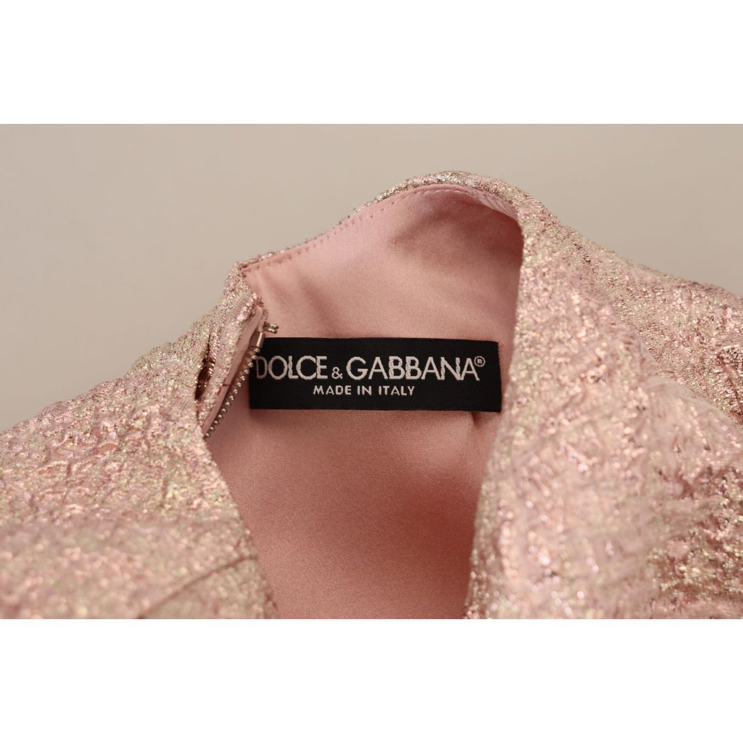 Dolce & Gabbana Elegant Pink Jacquard Midi Sheath Dress WOMAN DRESSES Dolce & Gabbana Rosy Brown
