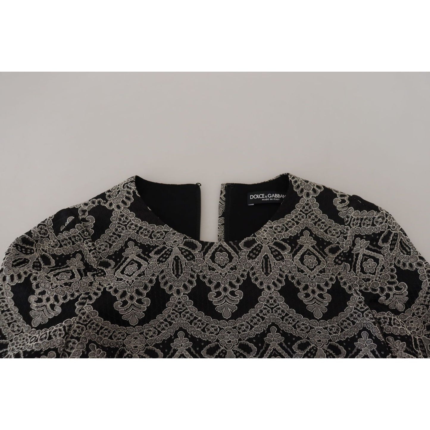 Dolce & Gabbana Black Gray Jacquard Sheath Bodycon Dress