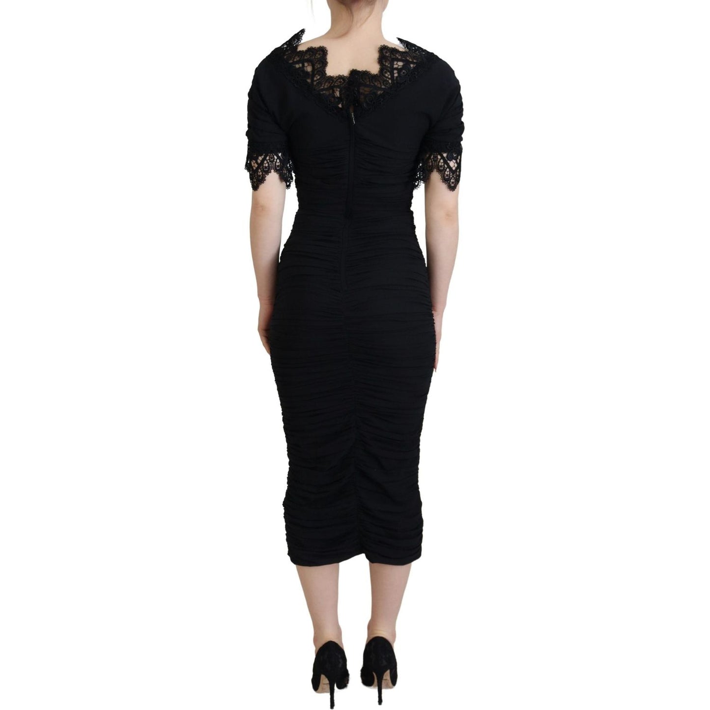 Dolce & Gabbana Elegant Sheath Short Sleeve Midi Dress Dolce & Gabbana Tan