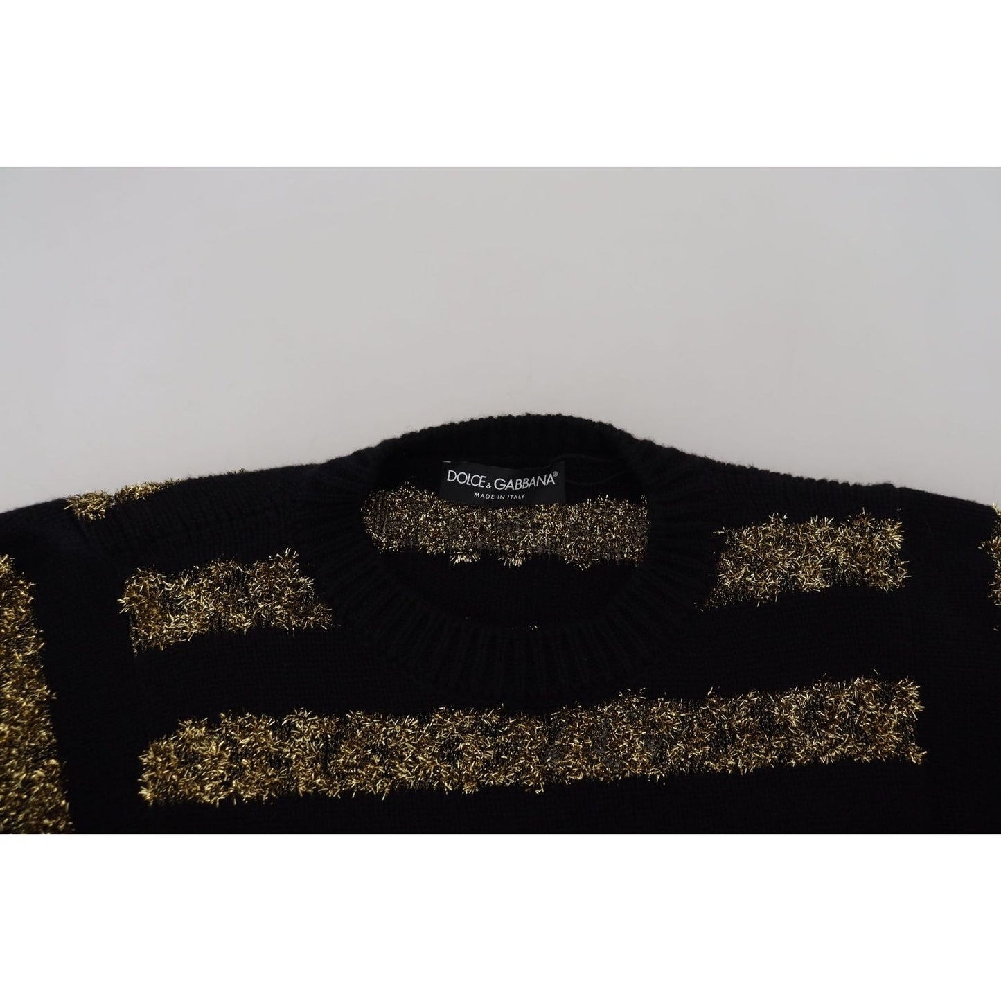 Dolce & Gabbana Elegant Black and Gold Crystal Sweater Dolce & Gabbana Black