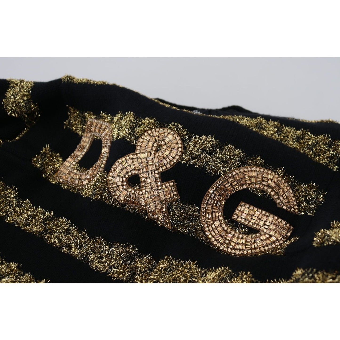 Dolce & Gabbana Elegant Black and Gold Crystal Sweater Dolce & Gabbana Gray