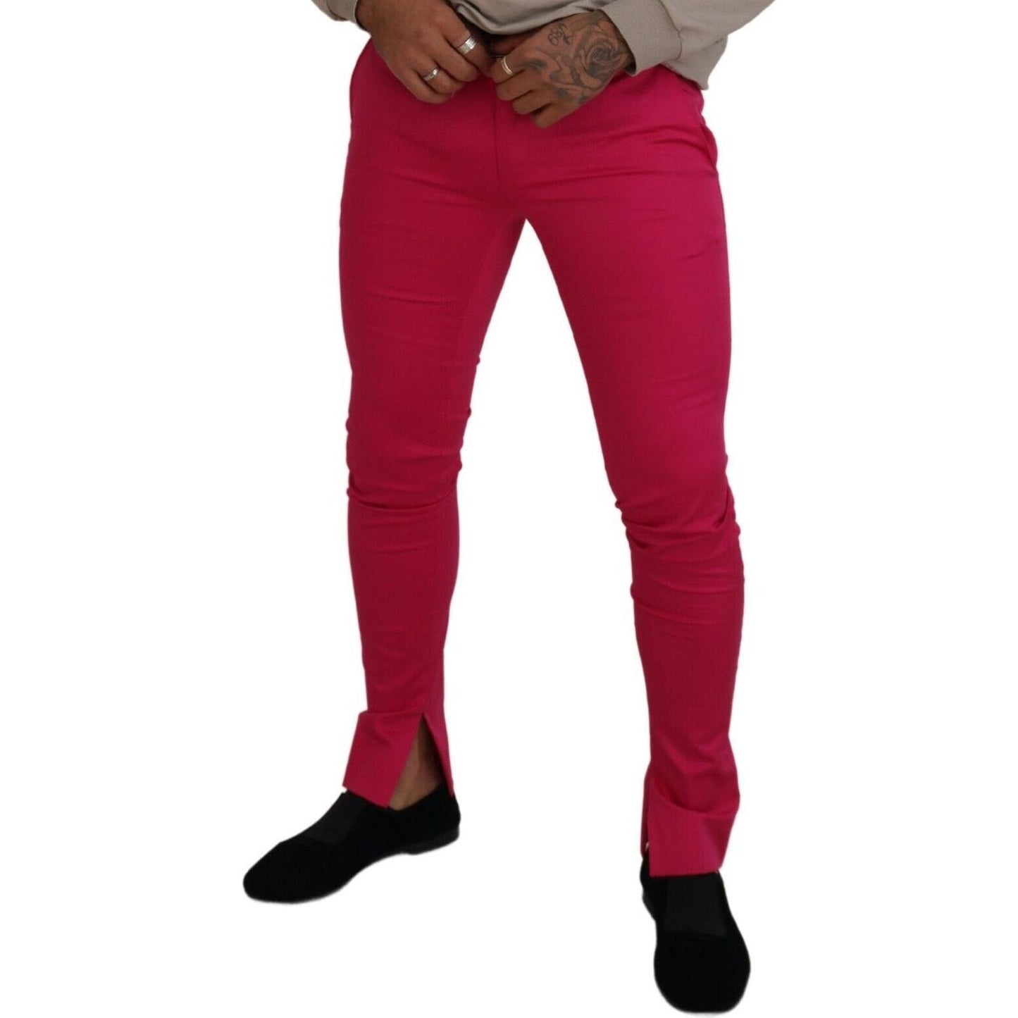 Dolce & Gabbana Chic Pink Cotton Blend Trousers Dolce & Gabbana Brown