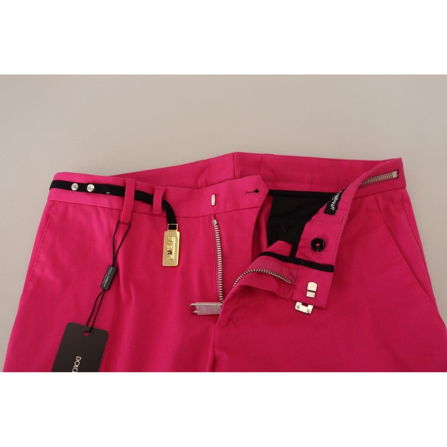 Dolce & Gabbana Chic Pink Cotton Blend Trousers Dolce & Gabbana Gray