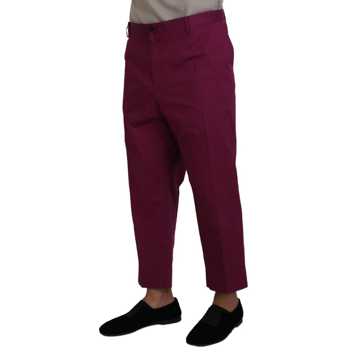 Dolce & Gabbana Elegant Magenta Cotton Stretch Pants Dolce & Gabbana Black