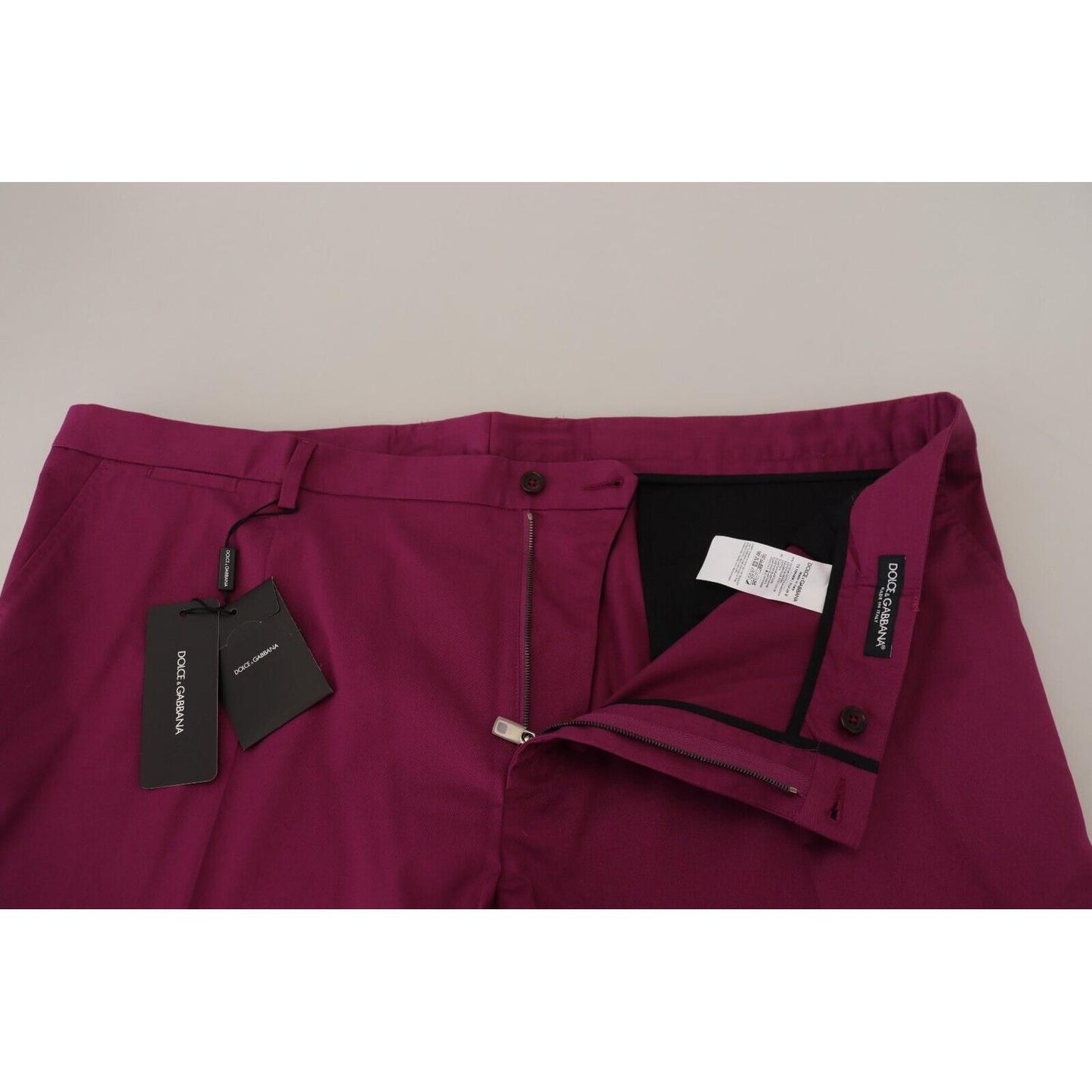Dolce & Gabbana Elegant Magenta Cotton Stretch Pants Dolce & Gabbana Dark Red