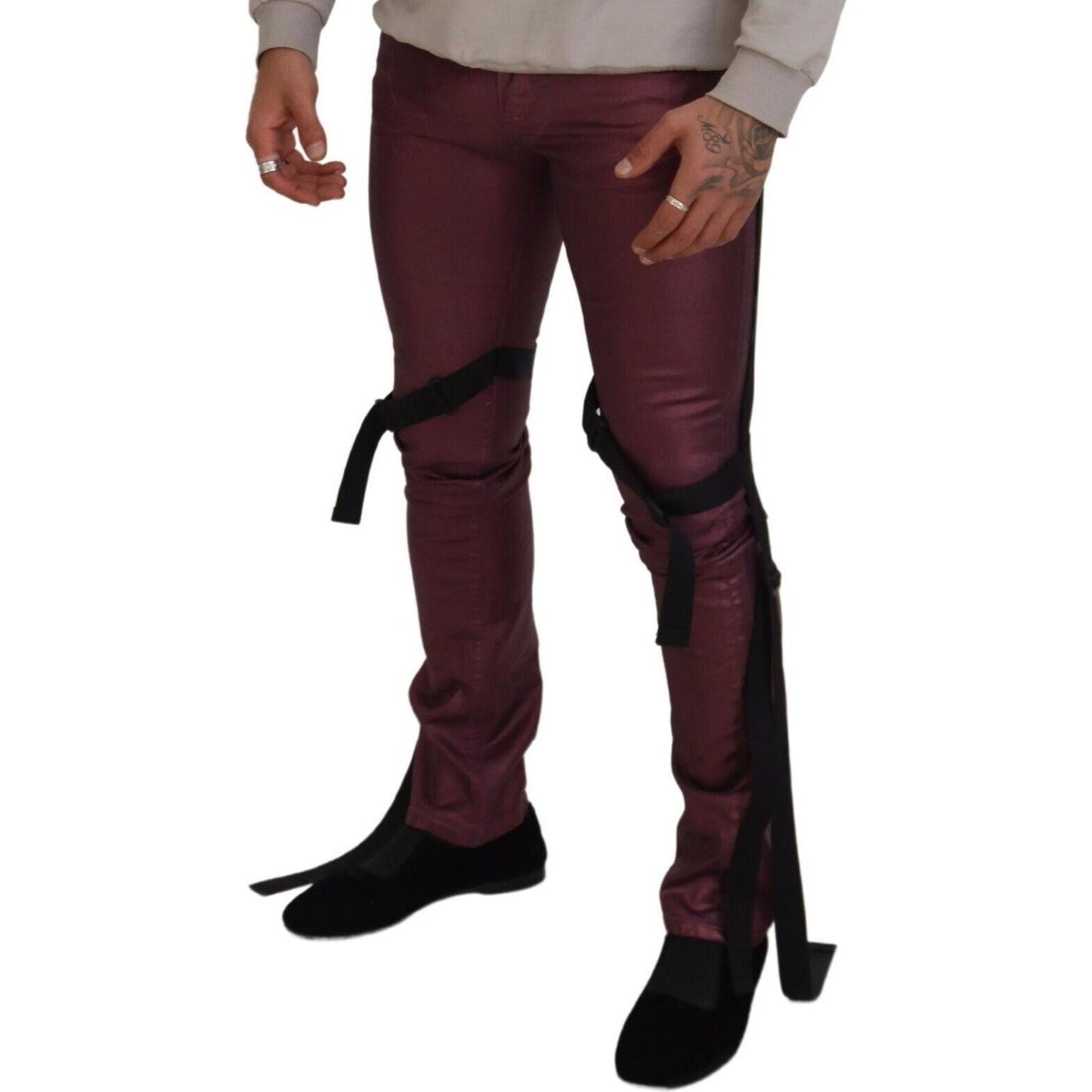 Dolce & Gabbana Elegant Magenta Cotton Trousers Dolce & Gabbana Black