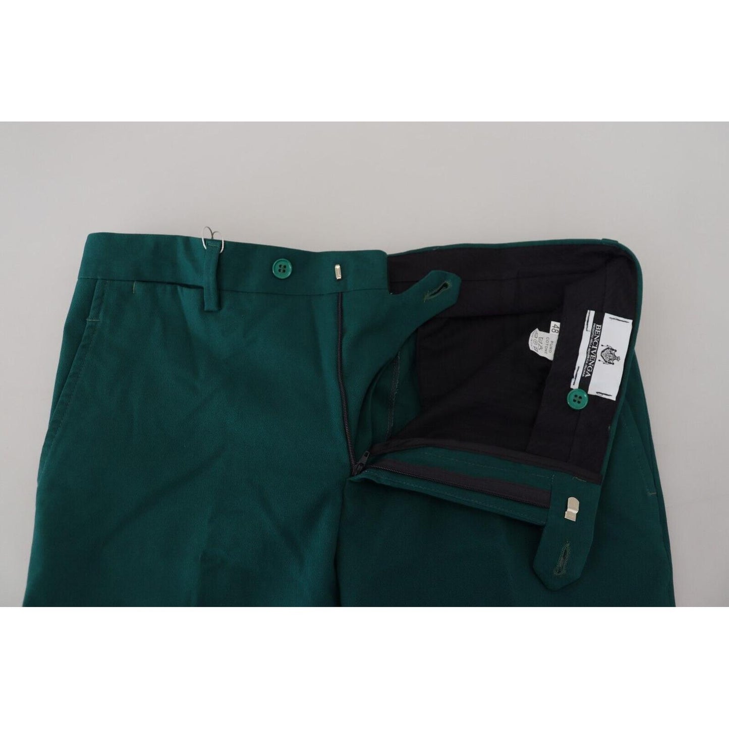 BENCIVENGA Elegantly Tailored Green Pure Cotton Pants BENCIVENGA Black