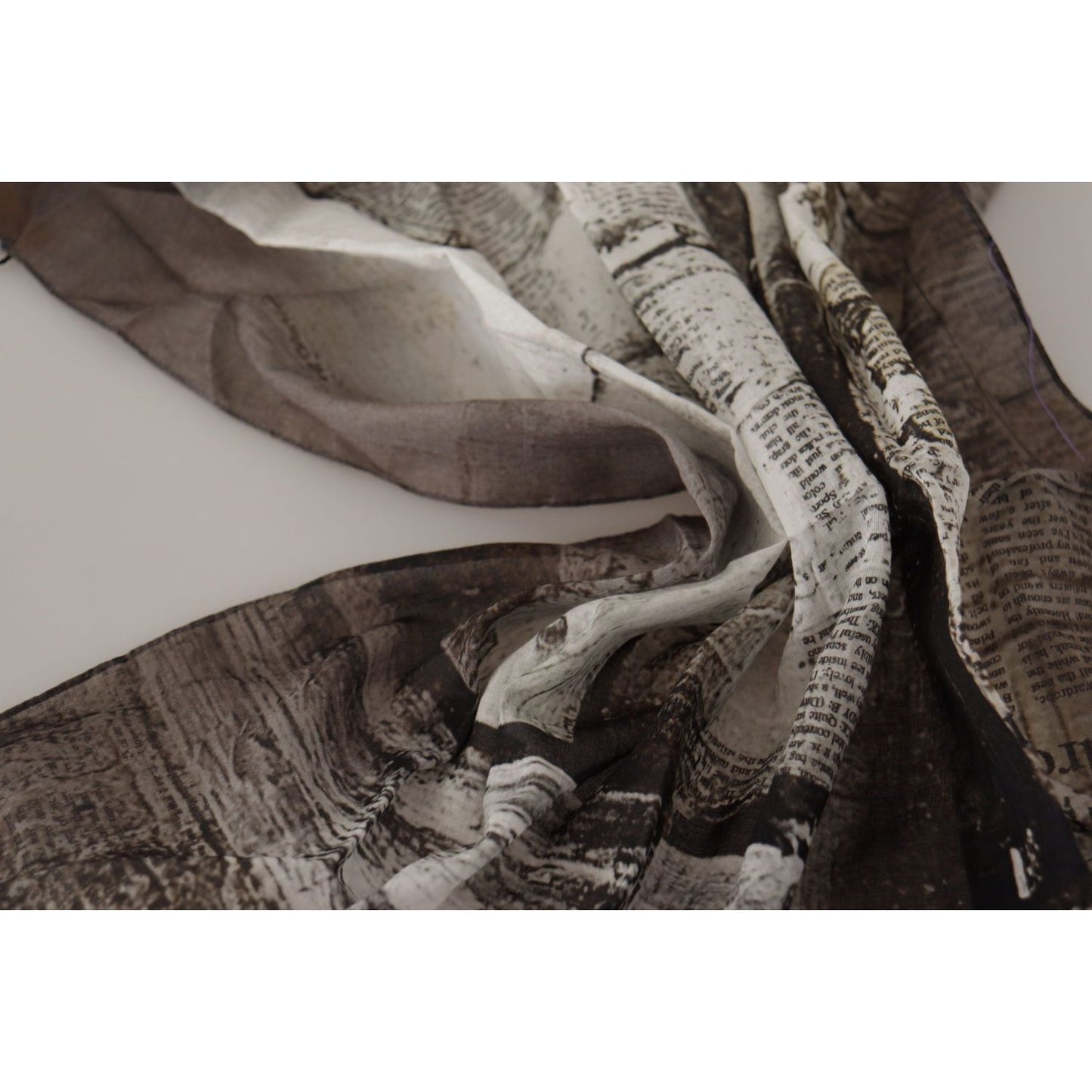 John Galliano Elegant Newspaper Print Cotton Scarf John Galliano Dark Slate Gray
