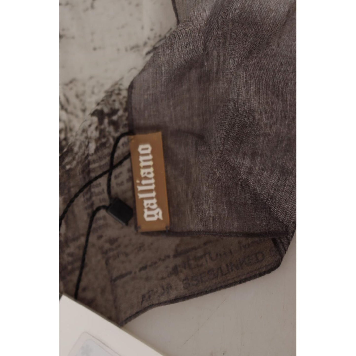 John Galliano Elegant Newspaper Print Cotton Scarf John Galliano Dark Slate Gray