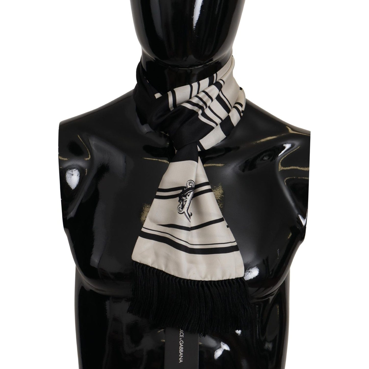 Dolce & Gabbana Elegant Silk Men's Scarf - Classic Black Stripe Dolce & Gabbana Black