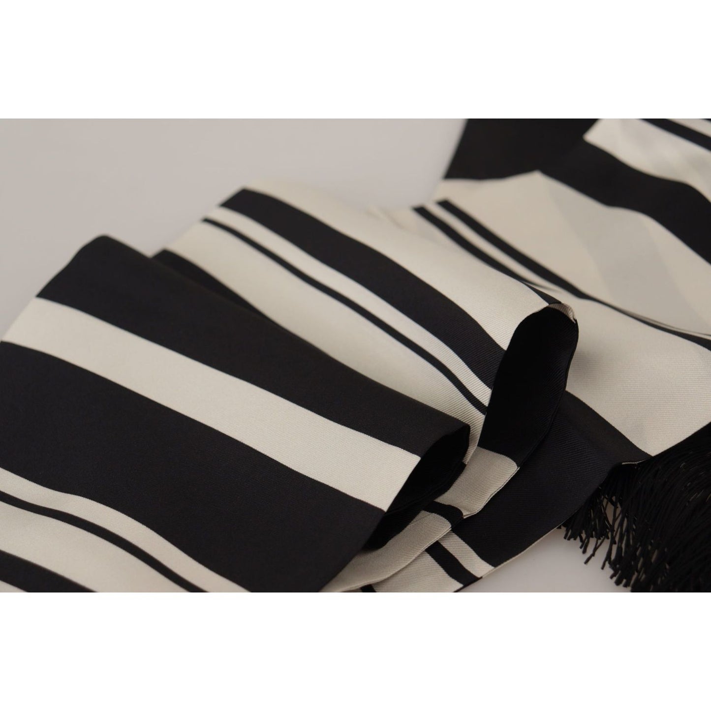 Dolce & Gabbana Elegant Silk Men's Scarf - Classic Black Stripe Dolce & Gabbana Gray