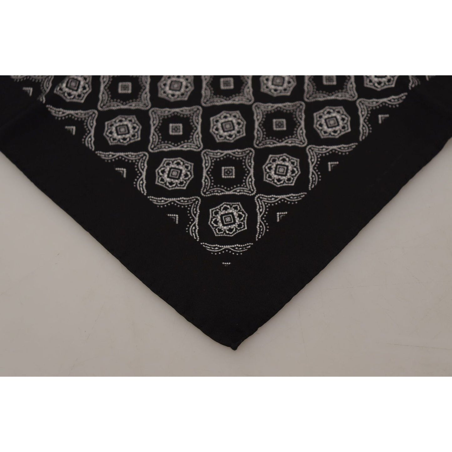 Dolce & Gabbana Elegant Geometric Silk Square Scarf Dolce & Gabbana Dark Gray