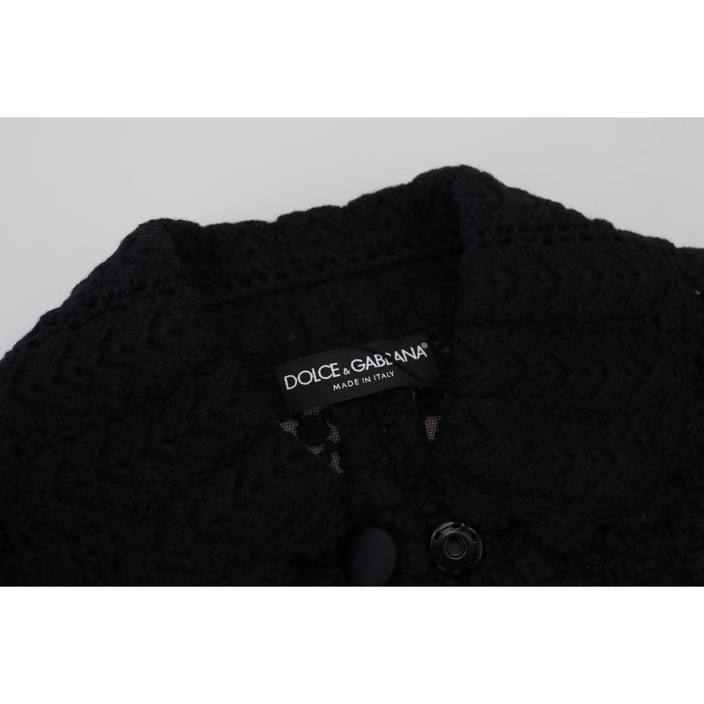 Dolce & Gabbana Elegant Black Wool Blend Button Down Jacket Dolce & Gabbana Light Gray