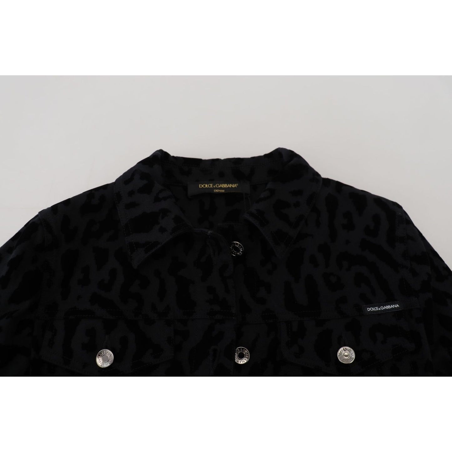 Dolce & Gabbana Chic Leopard Pattern Denim Jacket Dolce & Gabbana Light Gray