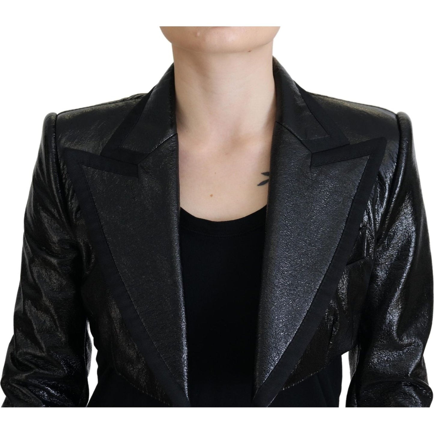 Dolce & Gabbana Elegant Cropped Black Designer Jacket Dolce & Gabbana Black