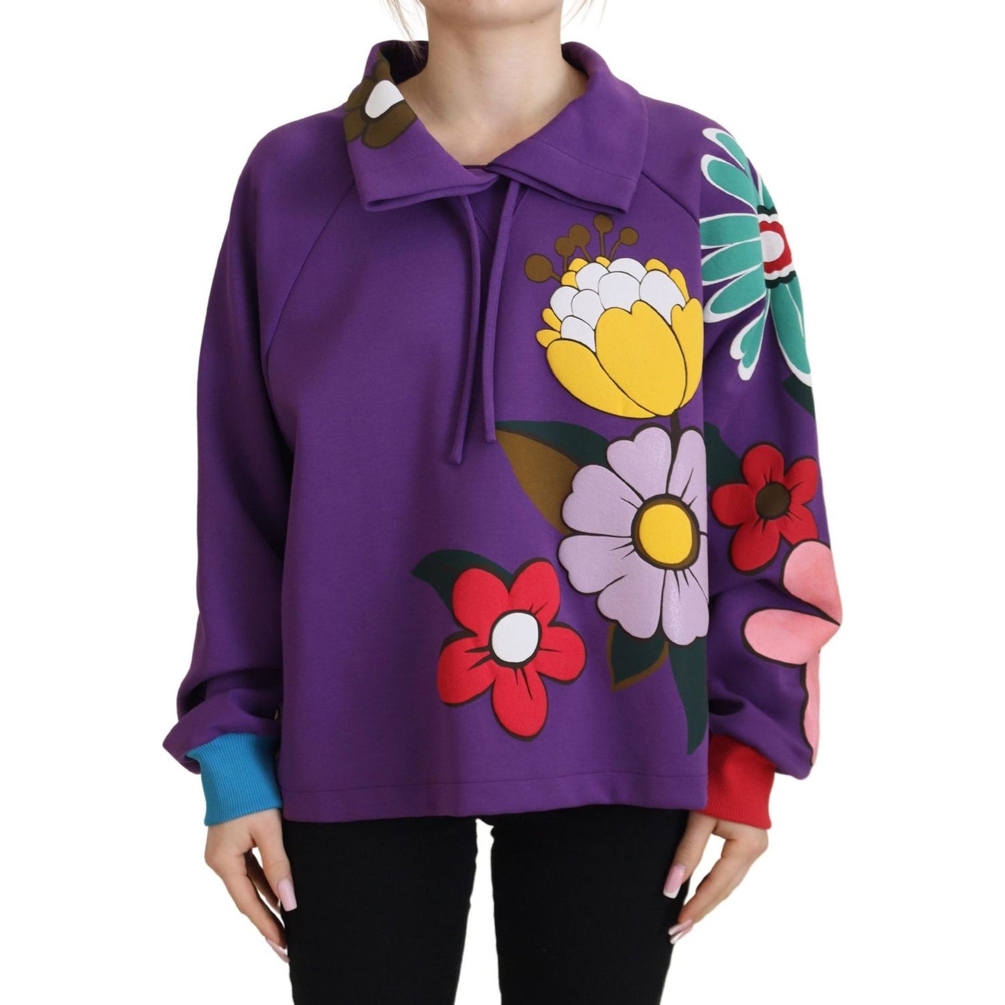 Dolce & Gabbana Elegant Purple Floral Pullover Sweater Dolce & Gabbana Dark Slate Gray