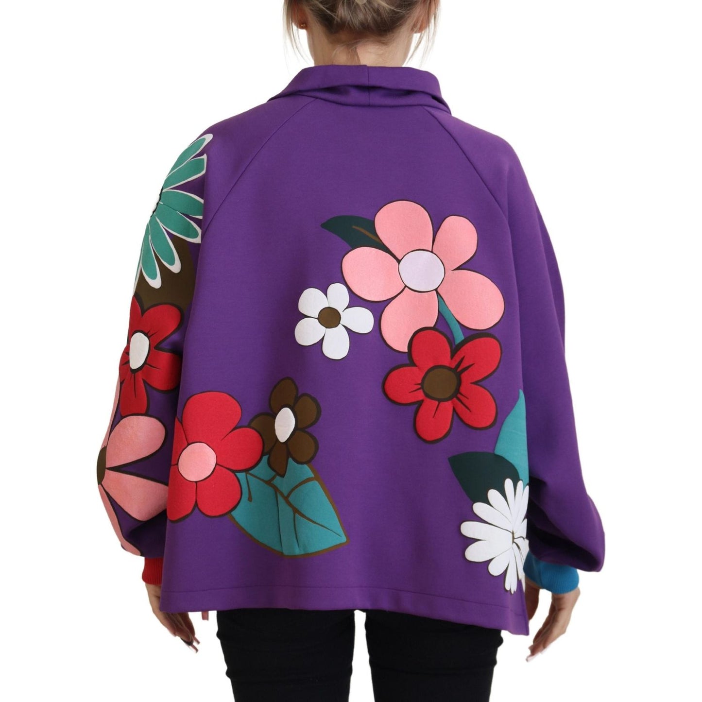 Dolce & Gabbana Elegant Purple Floral Pullover Sweater Dolce & Gabbana Dark Slate Gray