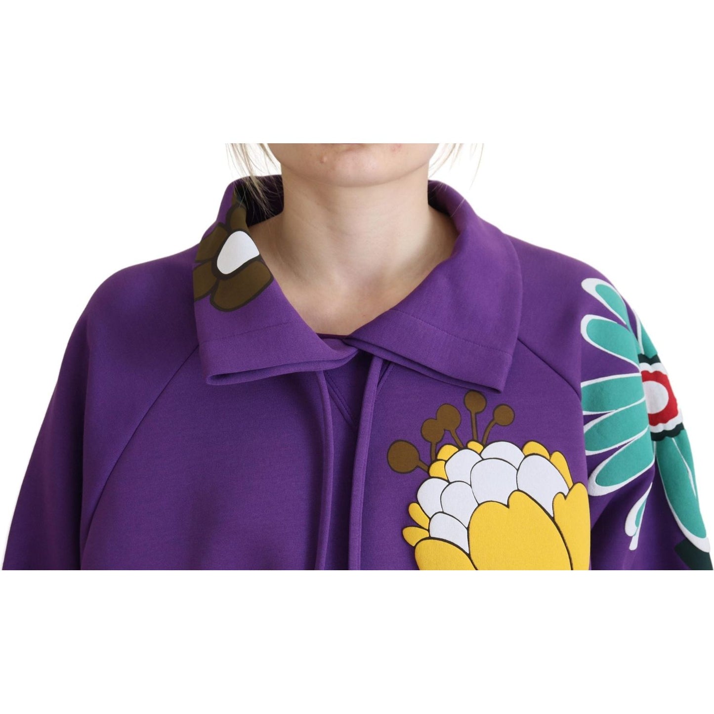 Dolce & Gabbana Elegant Purple Floral Pullover Sweater Dolce & Gabbana Dark Slate Blue