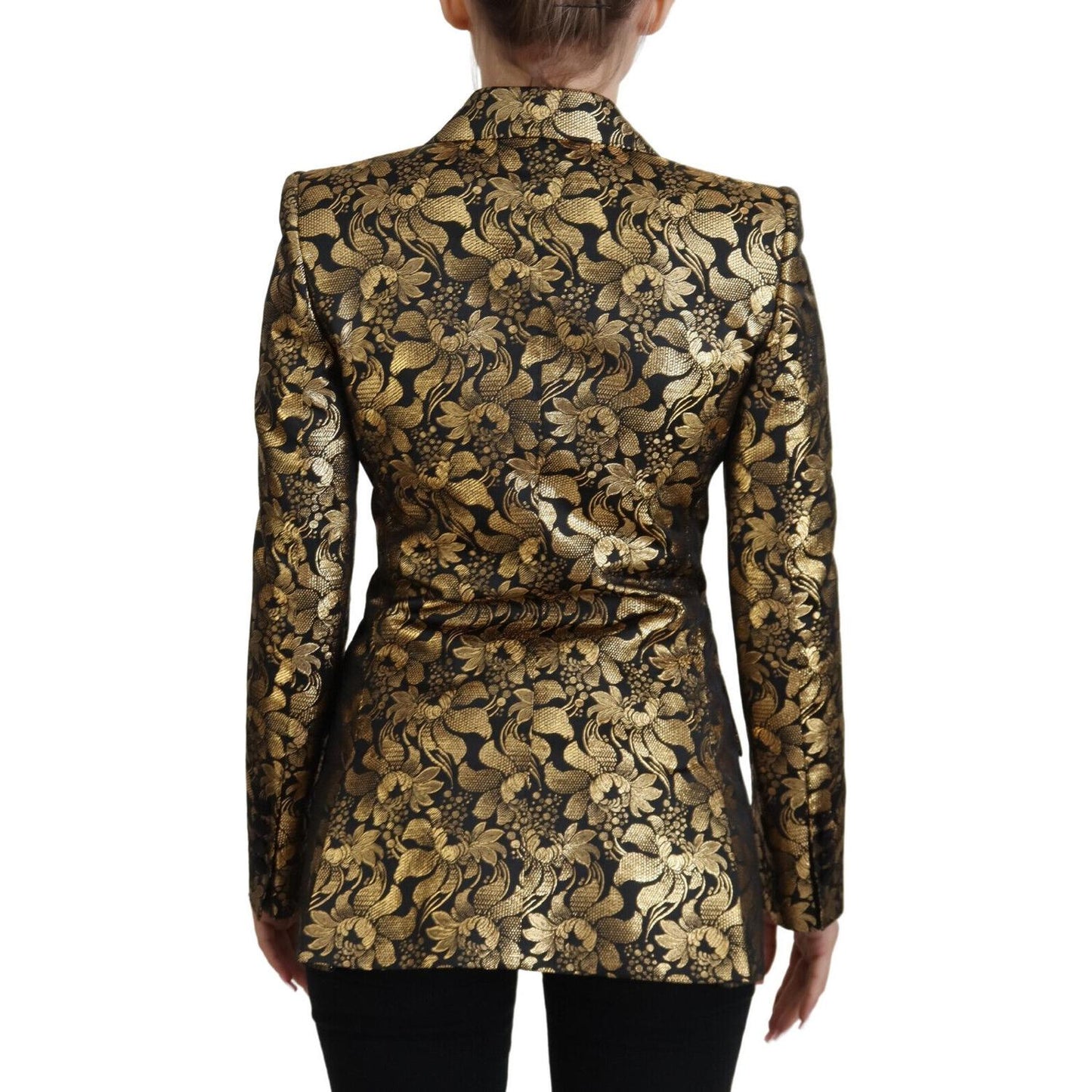 Dolce & Gabbana Elegant Black and Gold Floral Jacket Dolce & Gabbana Dark Slate Gray