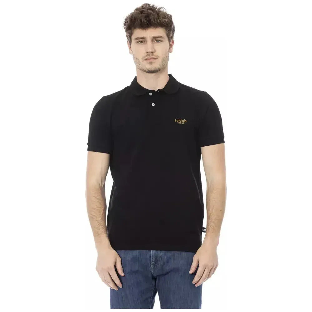 Baldinini Trend Black Cotton Men Polo Shirt Baldinini Trend Tan