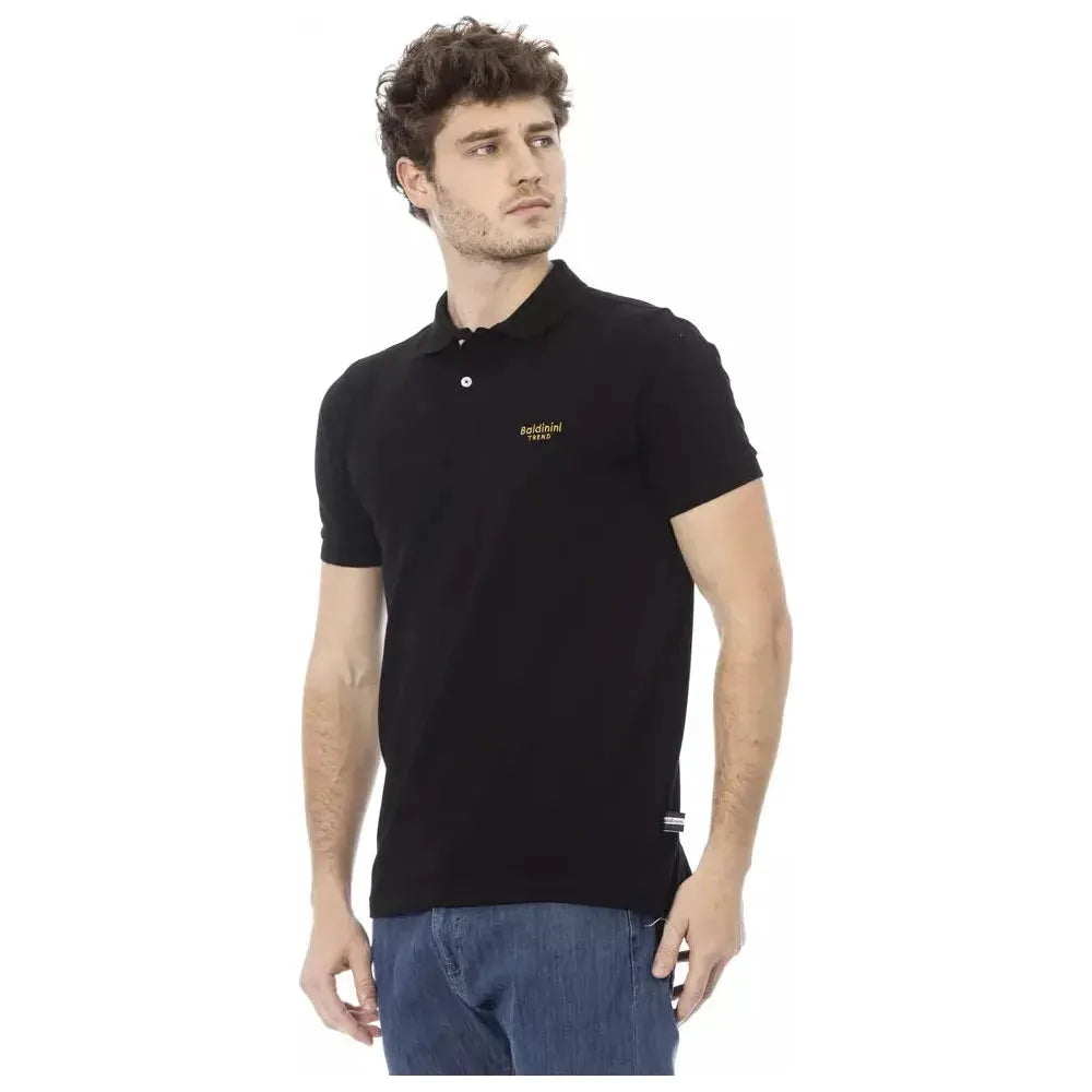 Baldinini Trend Black Cotton Men Polo Shirt Baldinini Trend Tan