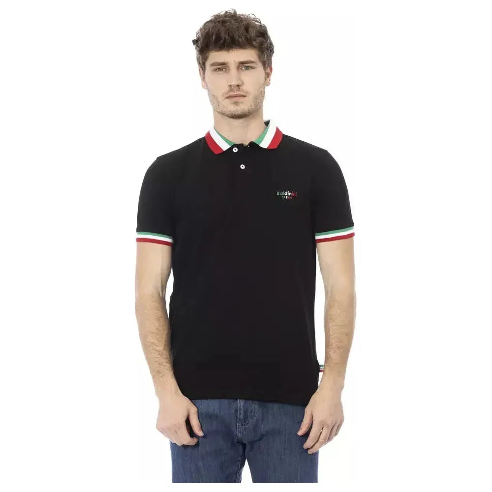 Baldinini Trend Black Cotton Men Polo Baldinini Trend Tan