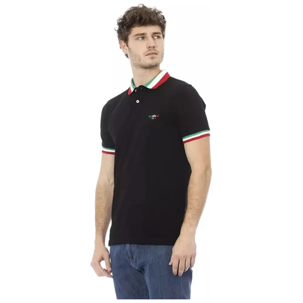 Baldinini Trend Black Cotton Men Polo Baldinini Trend Tan