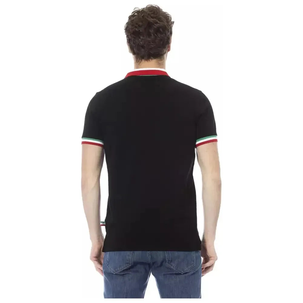 Baldinini Trend Black Cotton Men Polo Baldinini Trend Gray