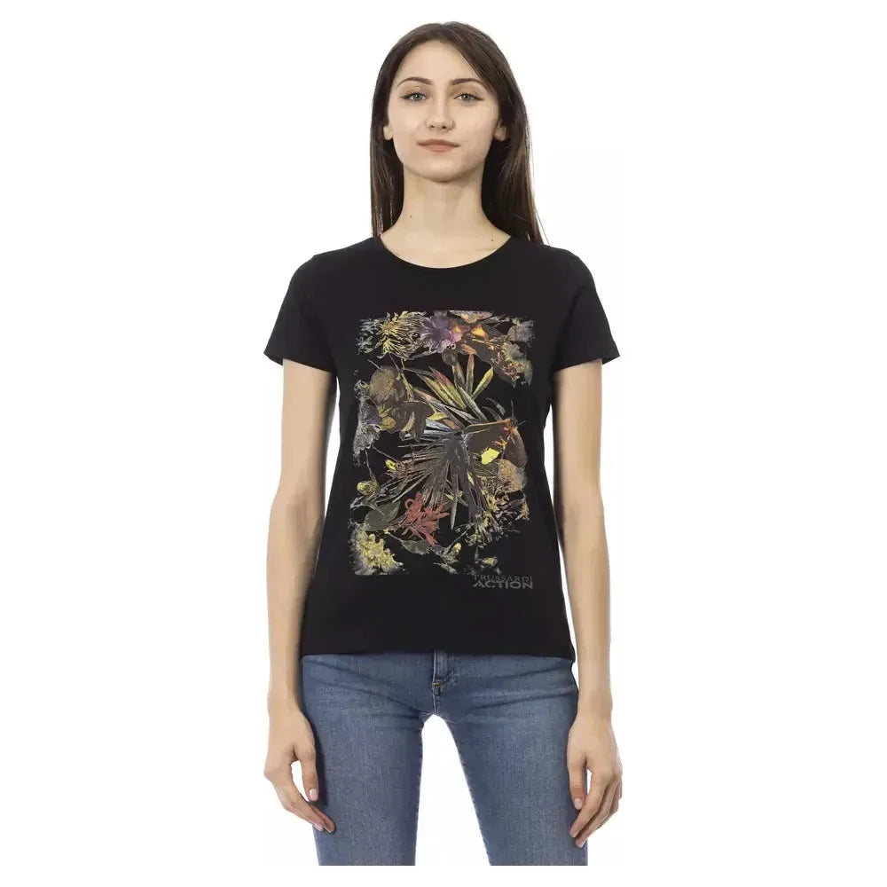Trussardi Action Black Cotton Women T-Shirt Trussardi Action Dark Slate Gray